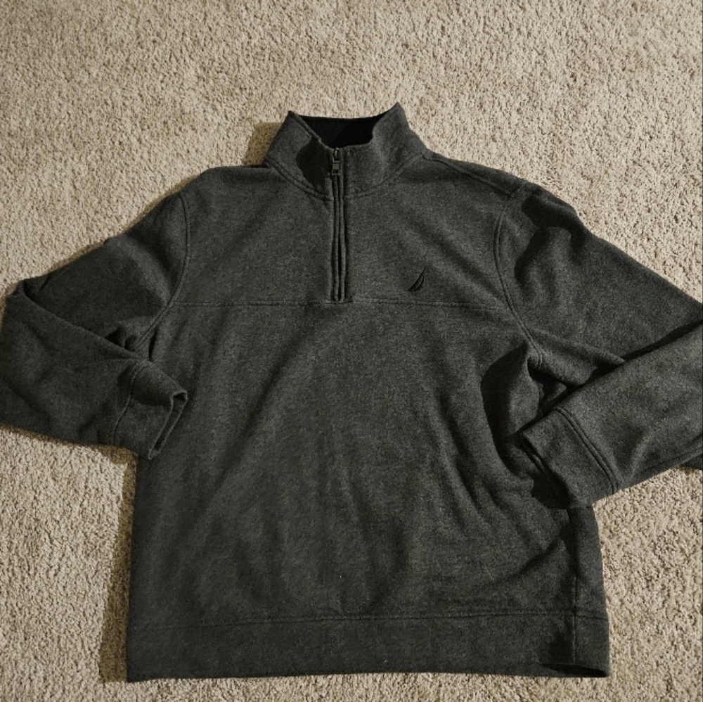 Nautica Fleece Lined Mens 1/4 Zip Sweater Large